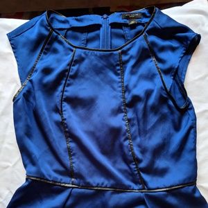 Ann Taylor Petite Navy Blue Formal Peplum Shirt